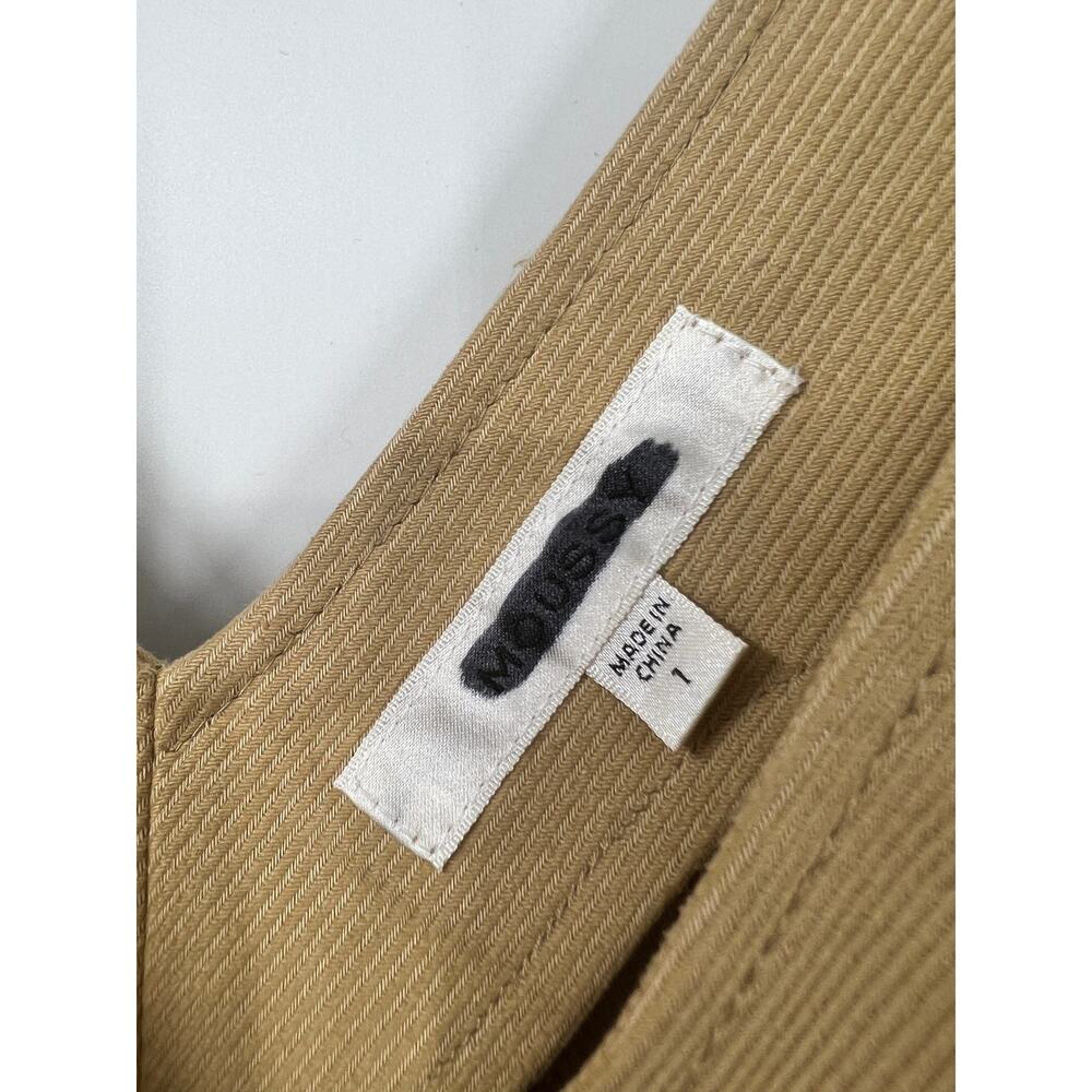 MOUSSY‎ Women's V Neck Belted Waist Denim Dress Sleeveless Solid Khaki Size S 1 - Picture 2 of 9